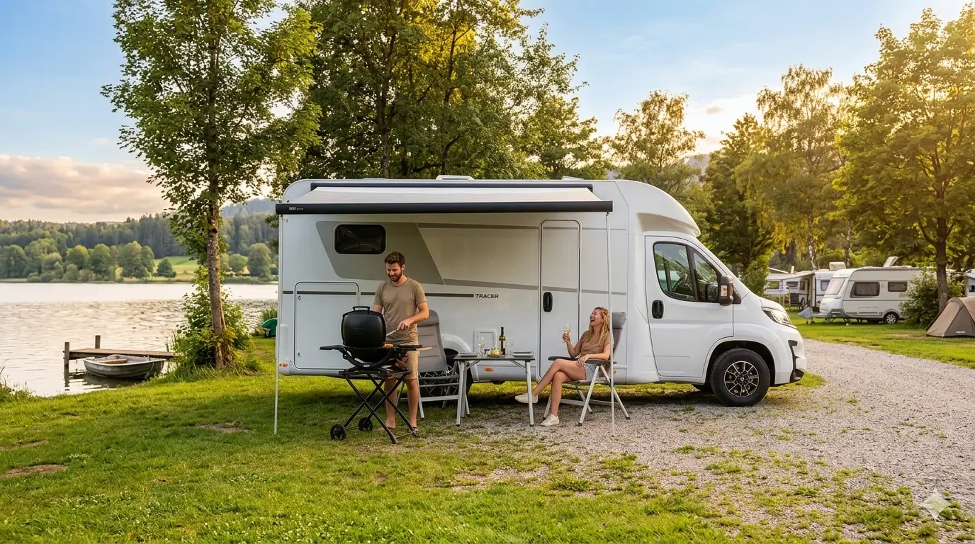 Gezellig BBQ'en naast de motorhome